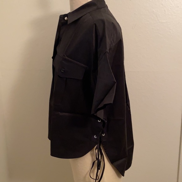 Rag & Bone Black Short Sleeve Button Down Hi-Low Shirt SP - Picture 6 of 9